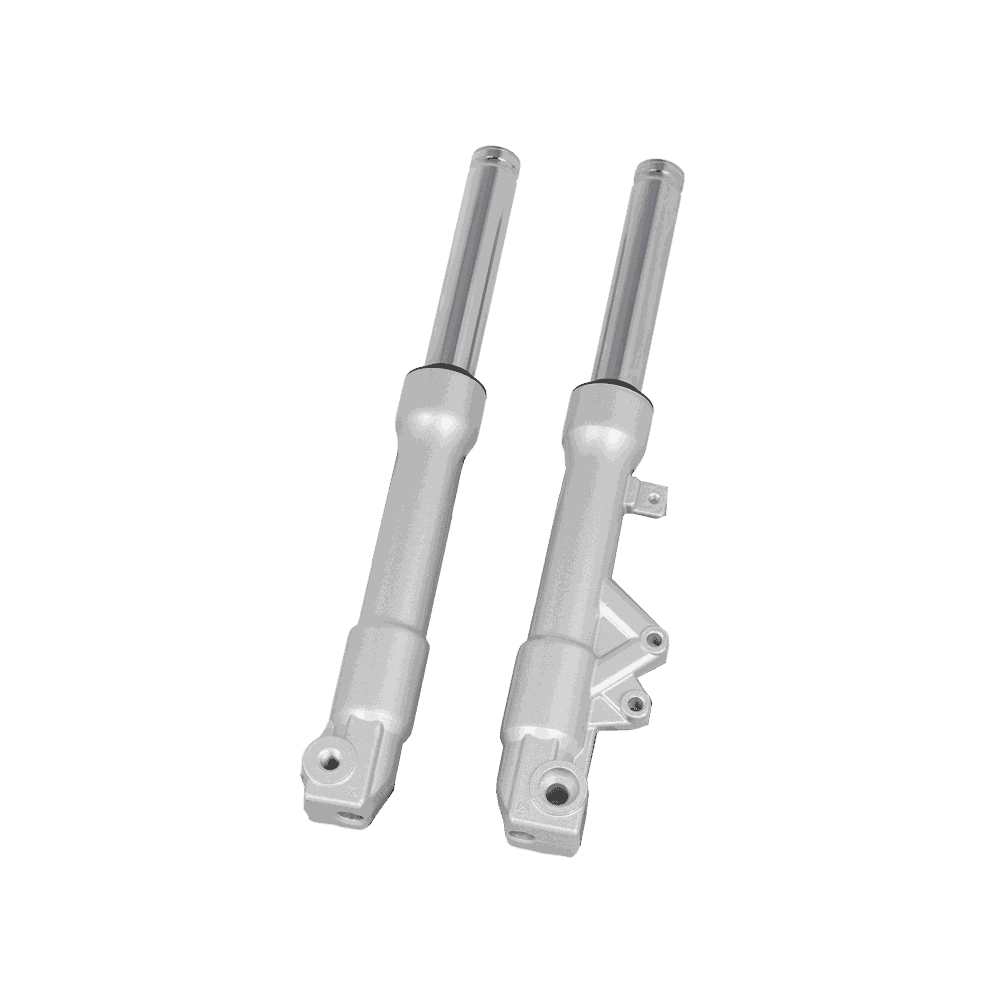 Scooter Front Fork Suspension with Disc Brake Mount (Matte Silver) - Motorcycle Parts Manufacturer MOTOKS