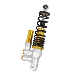340mm Motorcycle Rear Shock Absorber with Remote Reservoir, Gold/Silver Body, Black Coil Spring, Preload & Rebound Adjustable for Performance Scooter thumbnail 1