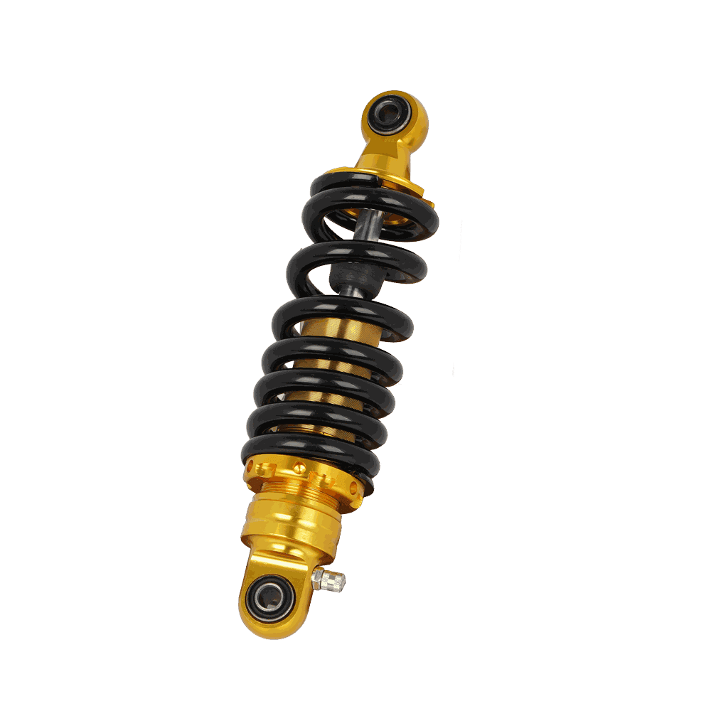 280mm-320mm Adjustable Motorcycle Rear Shock Absorber, Full Gold Body, Black Coil Spring, Dual Eyelet Mount for 150cc-300cc Motorcycle - Motorcycle Parts Manufacturer MOTOKS
