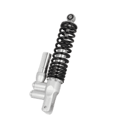 340mm Motorcycle Rear Shock Absorber with Remote Reservoir, Silver Body, Black Coil Spring, Adjustable Damping for Sport Bike thumbnail 1