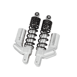340mm Motorcycle Rear Shock Absorber with Remote Reservoir, Silver Body, Black Coil Spring, Adjustable Damping for Sport Bike thumbnail 2