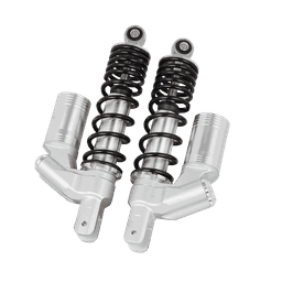 340mm Motorcycle Rear Shock Absorber with Remote Reservoir, Silver Body, Black Coil Spring, Adjustable Damping for Sport Bike thumbnail 1