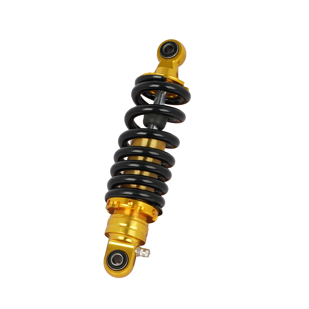280mm-320mm Adjustable Motorcycle Rear Shock Absorber, Full Gold Body, Black Coil Spring, Dual Eyelet Mount for 150cc-300cc Motorcycle thumbnail 2